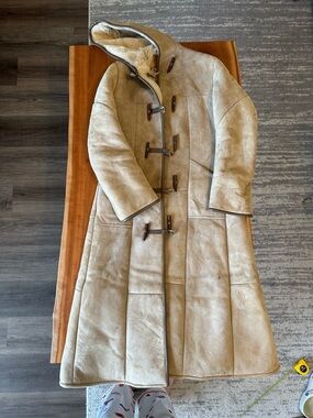 Knights of Tailor Vintage Long Hooded Sheepskin & Wool Coat